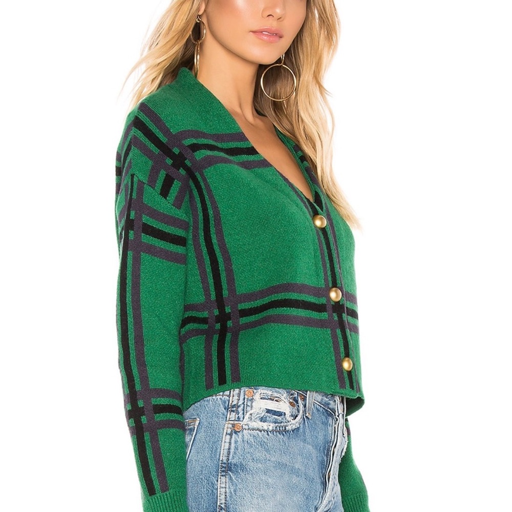 Tularosa Bellair Button Up Green Plaid Cardi (NWOT)